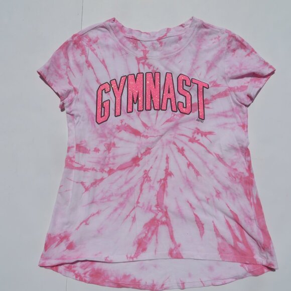 Justice Active Gymnast t-shirt girls top Pink glitter size 12 Cotton 100% - Picture 4 of 9